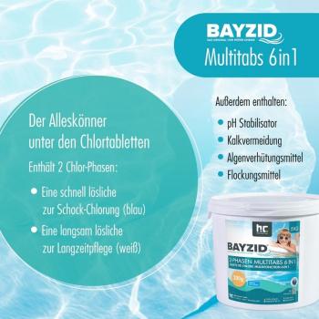 Preview: 5 kg BAYZID® 2-Phasen-Multitabs 200g 6in1 für Pools